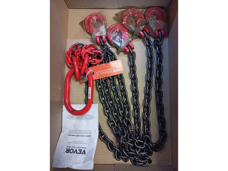 Wieszaki łańcuchowe VEVOR G80 Stop Chain, 1 M 4 Haczyki G80 Mn stalowa stal stopowa 8 mm x 1m