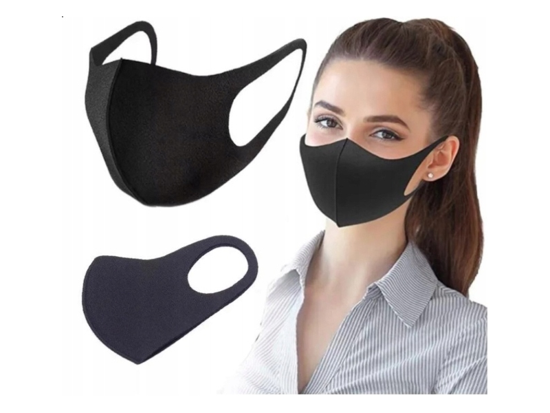 Maski ochronne 9 sztuk Komfortowe, wielorazowe, unisex czarne