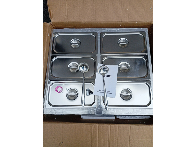 Podgrzewacz gastronomiczny Bemar VEVOR 1500W (6 pojemników GN x 5L, z kranem spustowym i pokrywami)