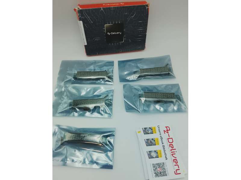 AZDelivery 5 x MAX7219 Moduł LED 8-bitowy 7-segmentowy ekran LED kompatybilny z Arduino i Raspberry Pi z e-bookiem!