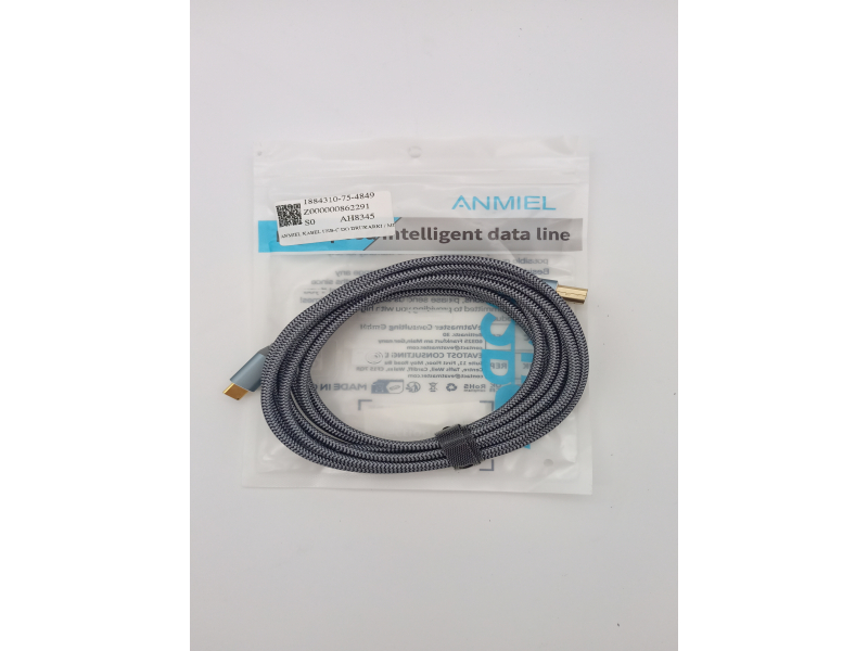 ANMIEL kabel USB-C do drukarki / MIDI (USB-B do USB-C) 3 m do MacBook Pro/Air, kompatybilny z drukarkami HP, Canon, Epson, Brother oraz pianinami cyfrowymi Yamaha