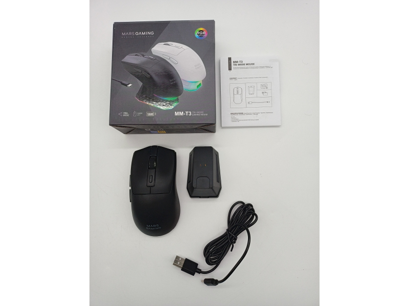 Mars Gaming MM t-3 Ultralekka Mysz Bezprzewodowa, Bluetooth 5.0   2.4GHz   Kabel