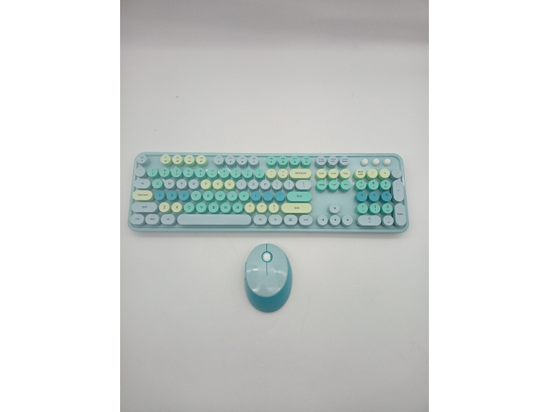 Bezprzewodowa klawiatura i mysz SbocKeeb, pełnowymiarowa klawiatura maszynowa z blokiem numerycznym, układ amerykański QWERTY, 2,4 GHz