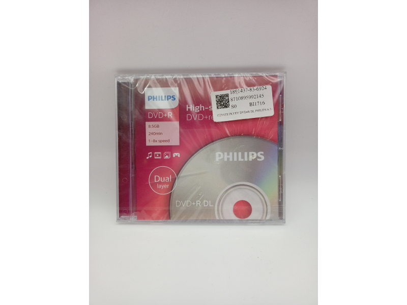 Czyste płyty DVD+R DL Philips 8,5 GB (DR8S8J05C)