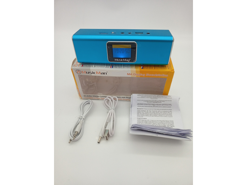 Music Man Głośnik przenośny MP3 radio FM AUX USB MicroSD 6W niebieski